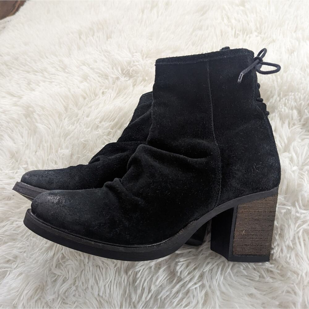 Women's Bos & Co. Barlow Genuine Leather Black Boots Back Tie 40 = 9  -- 9.5 - Picture 4 of 12